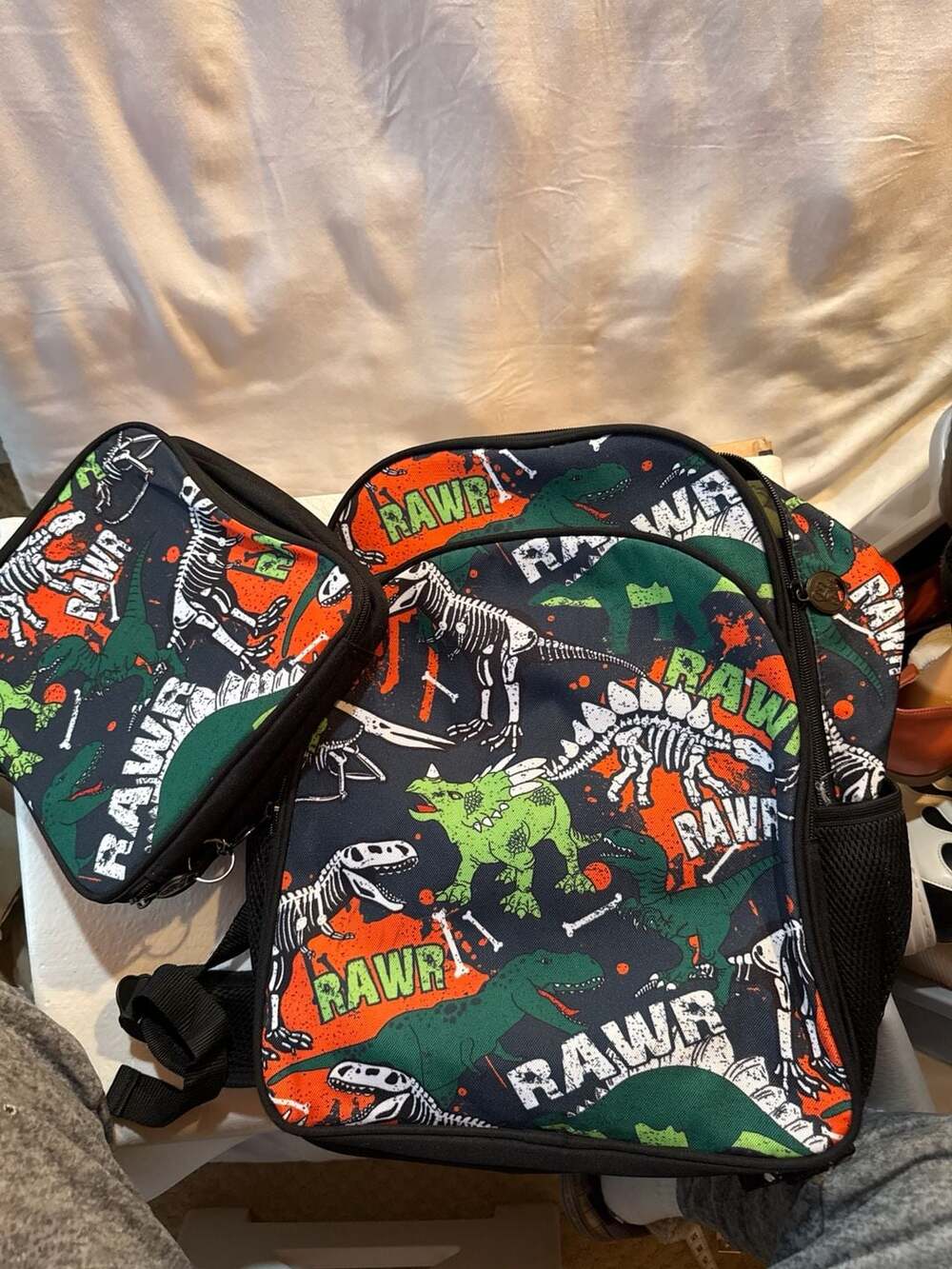 CCJPX Dinosaur Backpack Lunch Bag Pencil Case 3pc Kids School RAWR 16”
